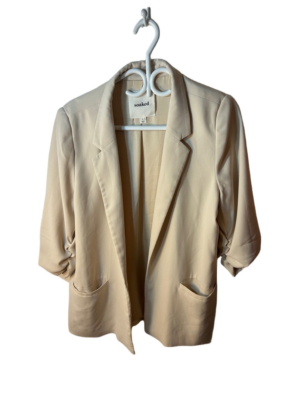Soaked Shirley Cream Open-Front Blazer Jacket size XL luxury minimalist career